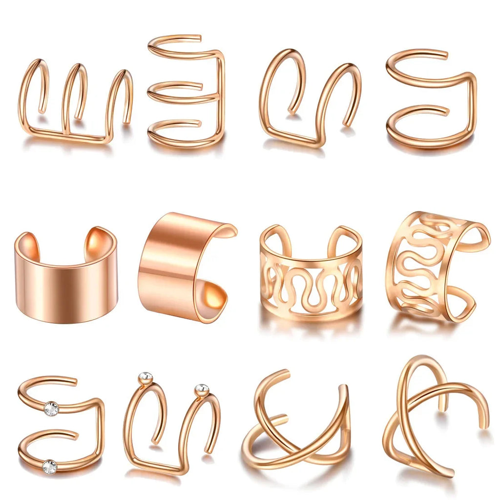 Fashion 1/12pcs Gold Silver Viking Hair Braids Dreadlock Non-Piercing Ear Clip Beard Beads Cuffs Clip Hair Accessories