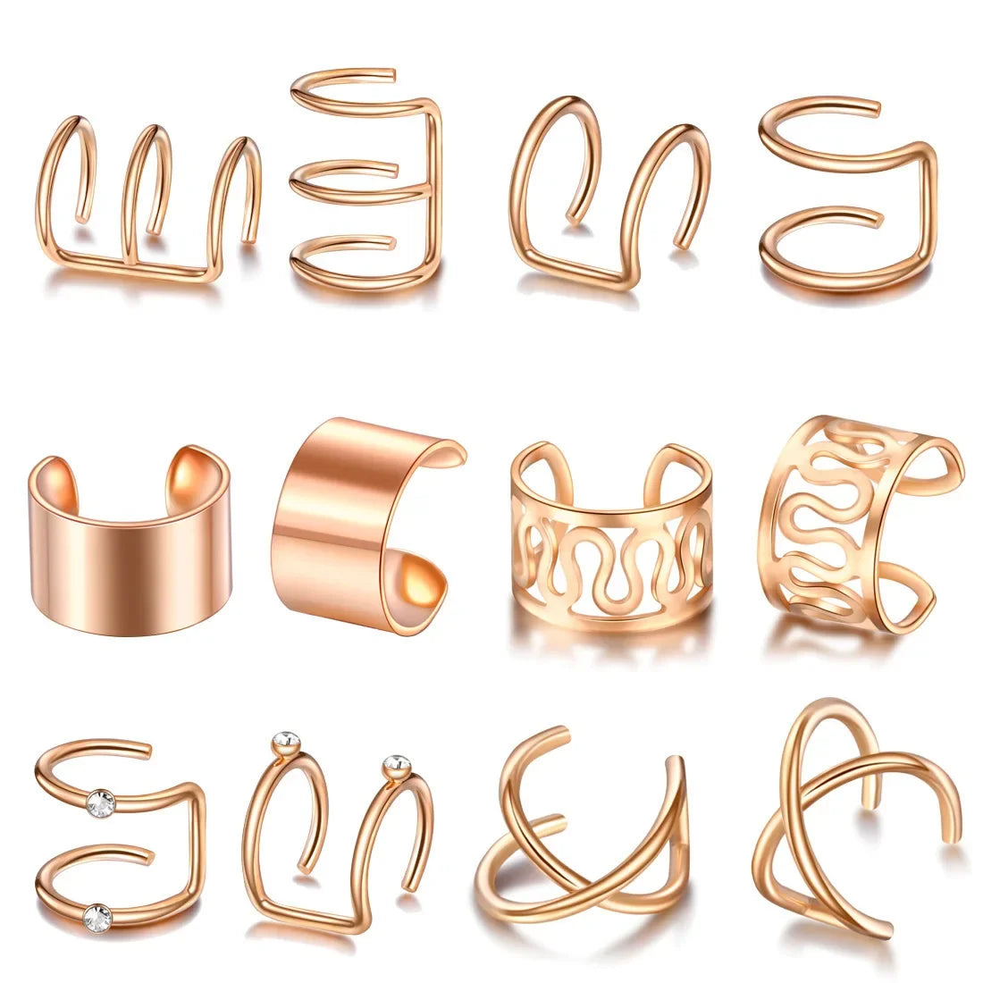 Fashion 1/12pcs Gold Silver Viking Hair Braids Dreadlock Non-Piercing Ear Clip Beard Beads Cuffs Clip Hair Accessories