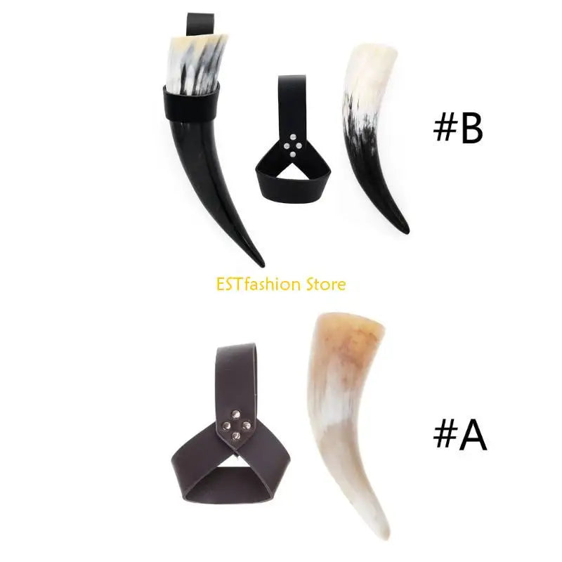 Viking Drinking Horn with Leather Holster Set | Beer & Wine Goblet