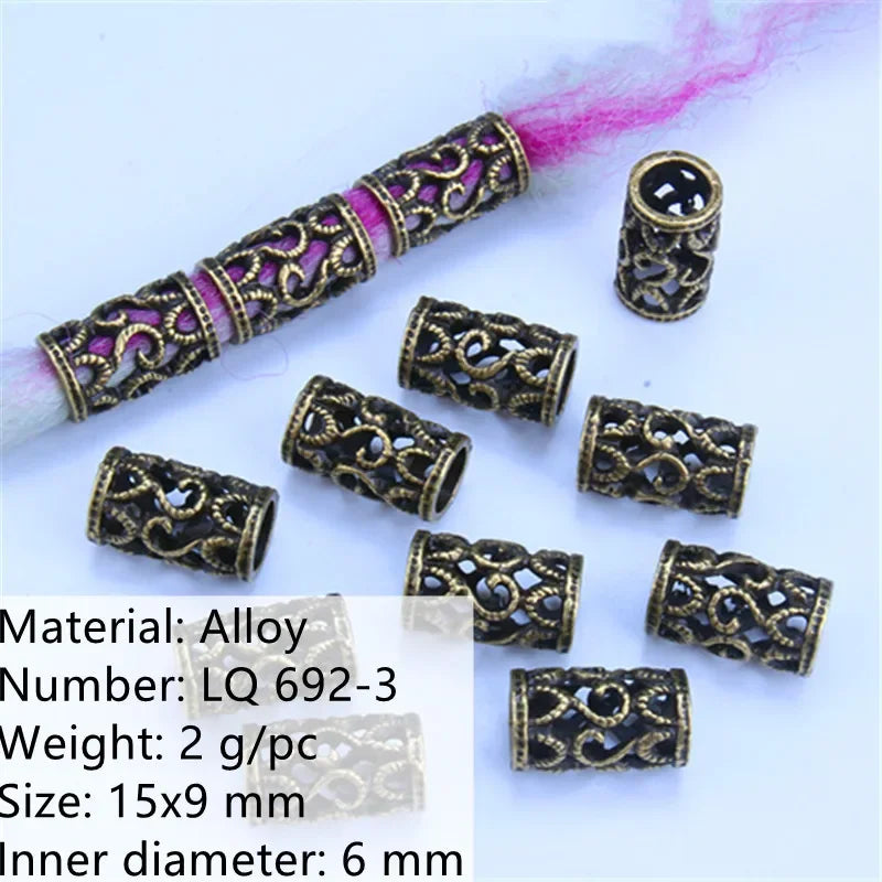 Vintage Braids Dreadlock Beard Beads Cuffs Clips for Hair Rings Adjustable Viking Hair Dread Women Accessories Fashion Jewelries