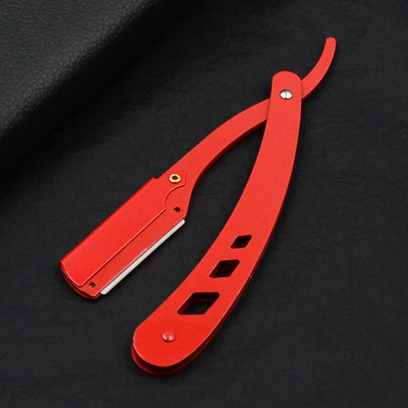 Men Shaving Barber Tools Hair Razor and Blades Antique Black Folding Shaving Knife Unisex Hair Removal (Without Blade)