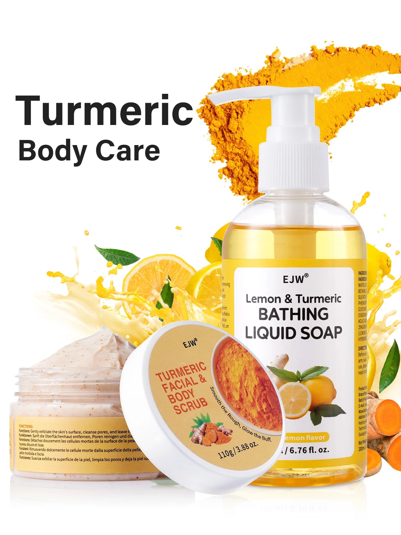 Turmeric Brightening Body Wash – Deep Cleansing & Hydrating Shower Gel for Uneven Skin