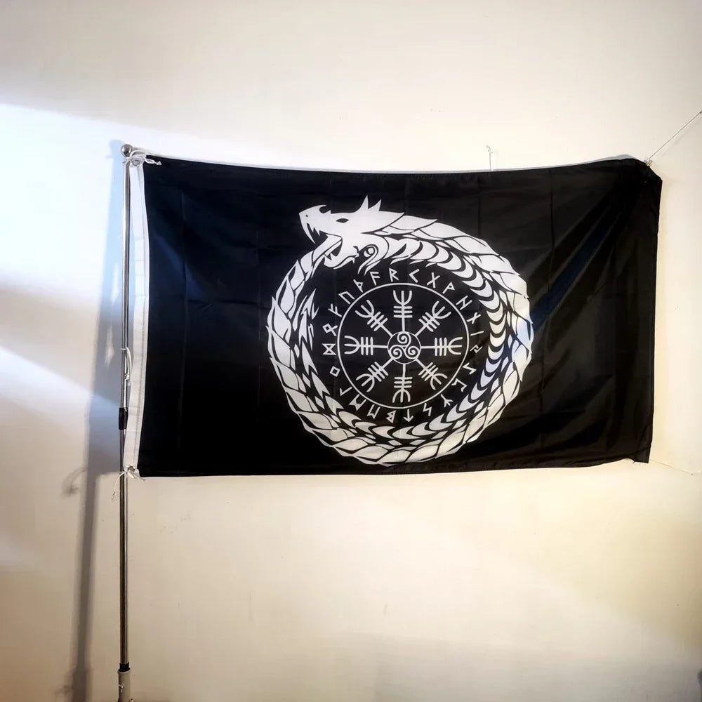 Viking Pirate Flag 90x150cm - Heavy-Duty Polyester Outdoor Banner, Fade Resistant  Decor for Nautical/Home Theater Wall Hanging