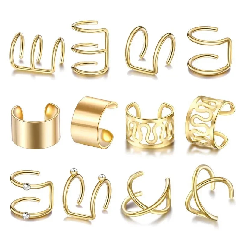 Fashion 1/12pcs Gold Silver Viking Hair Braids Dreadlock Non-Piercing Ear Clip Beard Beads Cuffs Clip Hair Accessories