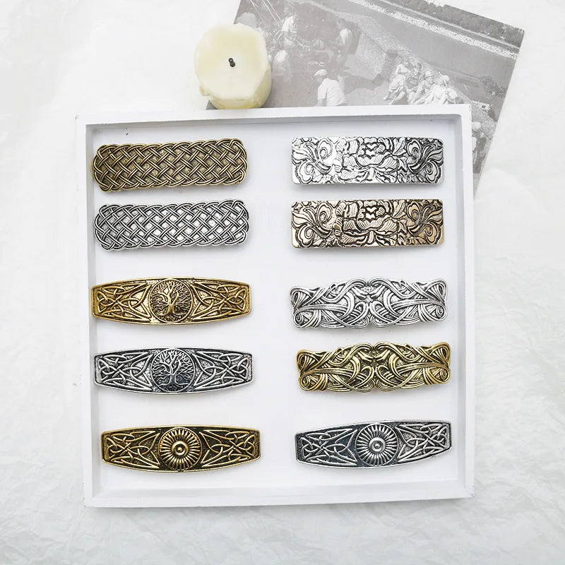 Retro Vikings Celtics Knot Hairpin Women Metal Irish Hindu Symbol Hair Decor Barrette Long Hair Design Female Jewelry