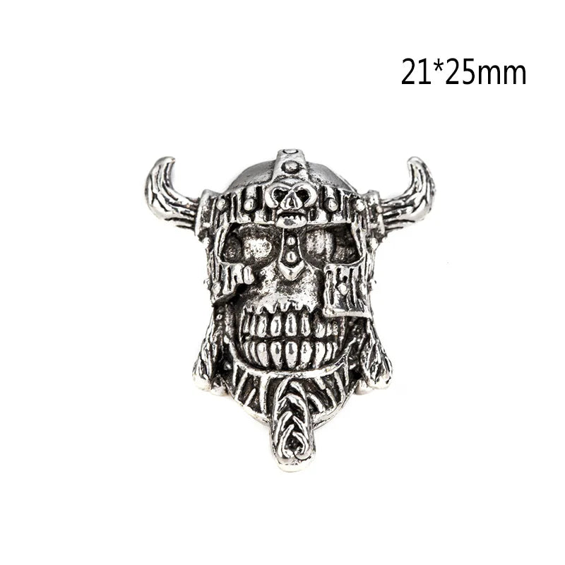 1piece Skull Helmet Viking Rune Big Hole Beads Hair Braid Dreadlock Beard Bead Pendant DIY Bracelet Necklace for Jewelry Making