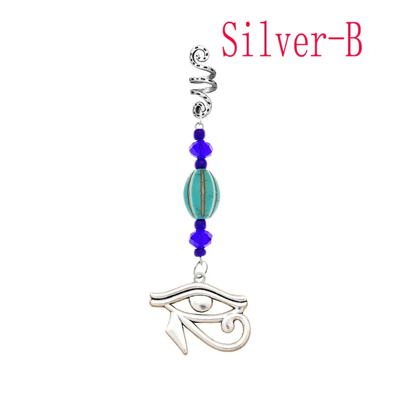 Women Personality Stone Beads Hair Dreadlock 12 Styles Loc Jewelry Pins Clips Beard Rings Rock Braiding Tube Cuffs Accessories