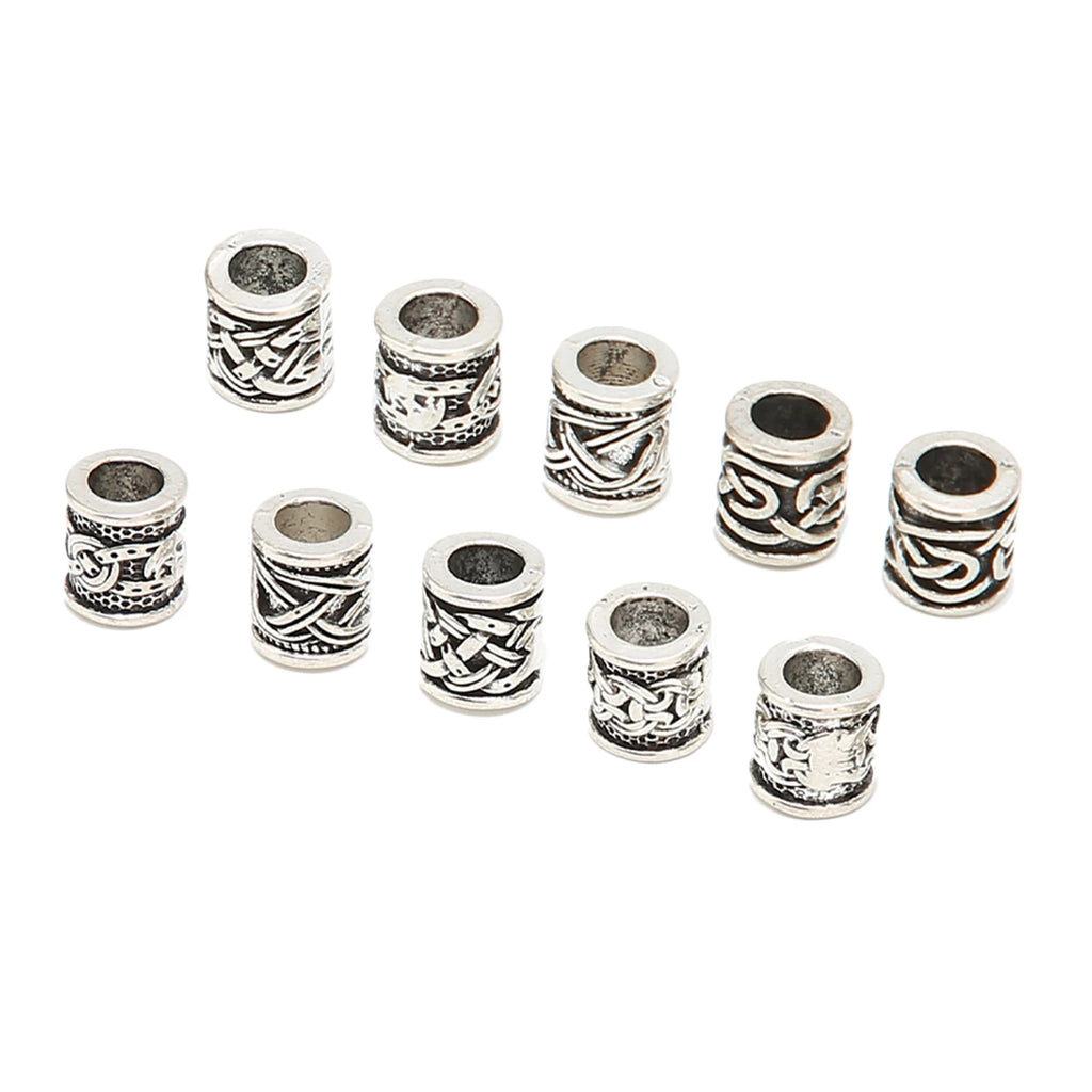 10PCS Viking Beard Beads Alloy Antique Norse Dreadlock Beads for Beard Hair DIY Bracelet Necklace Mens Aftershave Beard Balm