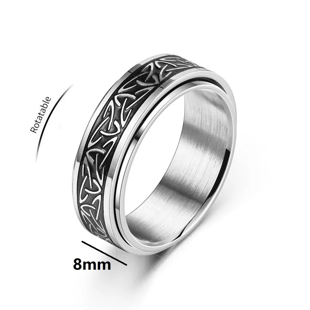 Viking Script Fidget Spinner Rings For Men Anti Anxiety Worry Stress Relief Anti Stress Rotating Ring Finger Anillo Antiestres