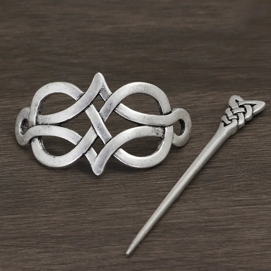 Viking Celtic Crown HairPins Clip Viking Hair Accessories Celtic Knot Hair Barrettes Antique Silver Hair Sticks Irish Hair Decor