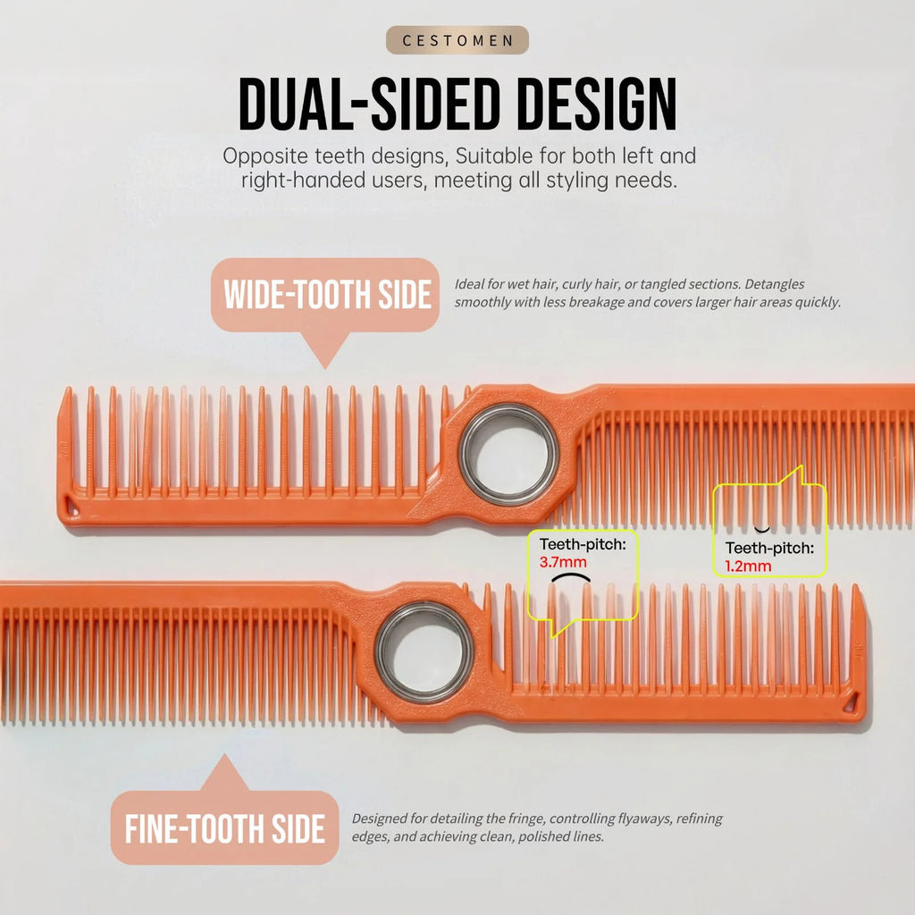 2Pcs Professional Beard Grooming Kit Spining Double Sided Barber Comb Boar Bristle Wooden Beard Brush for Men Hair Beard