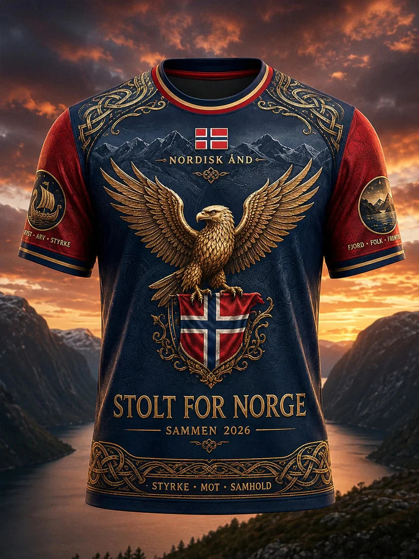 Viking Warrior T-Shirt Vintage Nordic Norsk Lion Emblem Celtic Knot 3d Print Patriotic National Fan Casual Sports Short Sleeve