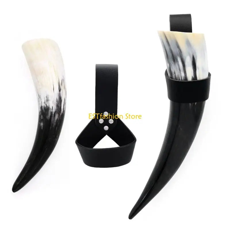 Viking Drinking Horn with Leather Holster Set | Beer & Wine Goblet