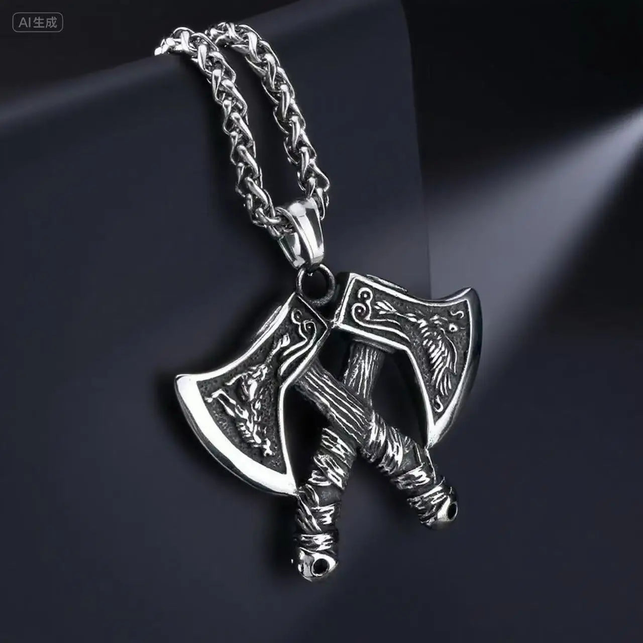 316L Stainless Steel Viking Axe Pendant Chain Necklace For Men Jewelry Accessory Gift Box