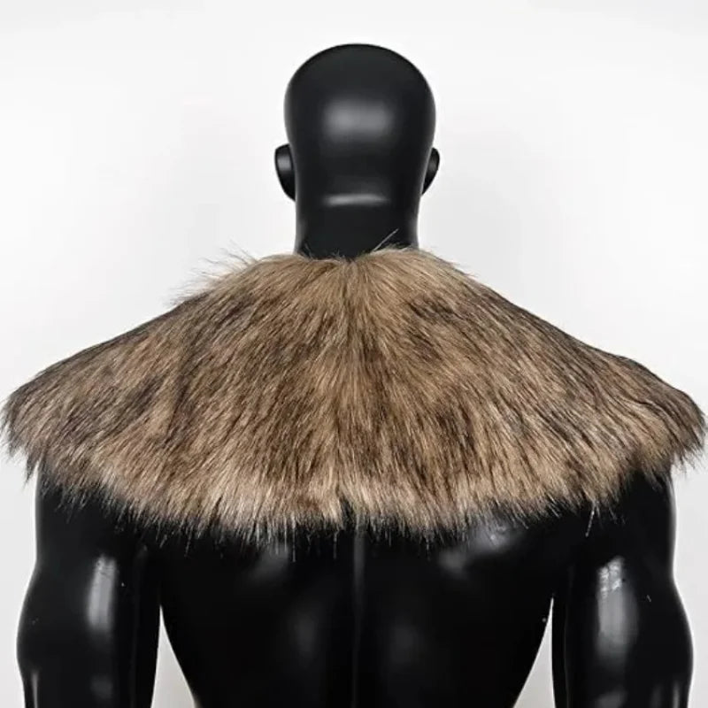 Unisex Viking faux fur cape shawl, warrior cape cosplay costume accessories