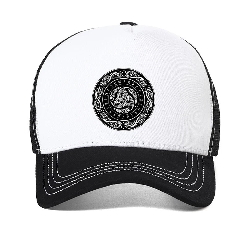 Vikings Ragnar Lothbrok Skullies baseball cap Triple Horn Of Odin Men hat Summer cool Mesh Men Women's Hip Hop Caps