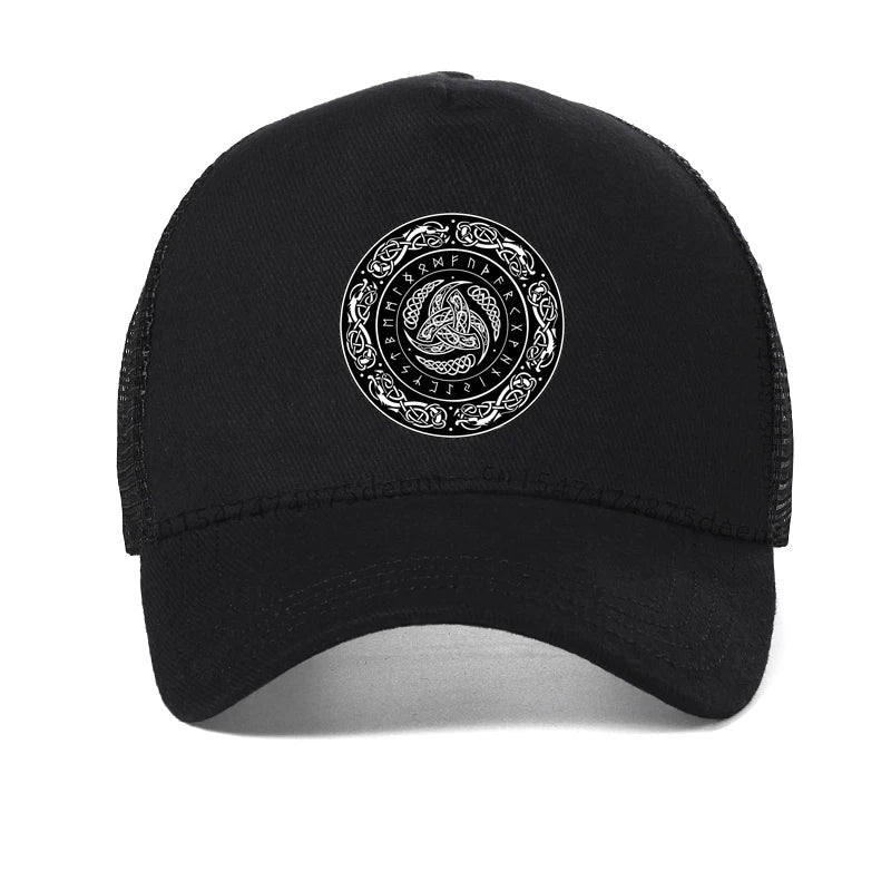 Vikings Ragnar Lothbrok Skullies baseball cap Triple Horn Of Odin Men hat Summer cool Mesh Men Women's Hip Hop Caps