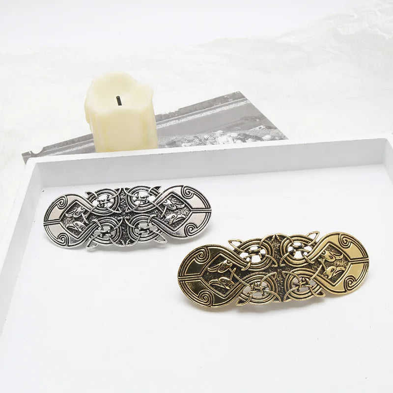 Retro Vikings Celtics Knot Hairpin Women Metal Irish Hindu Symbol Hair Decor Barrette Long Hair Design Female Jewelry