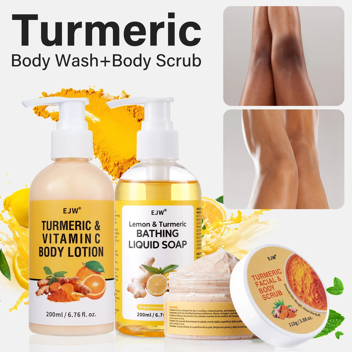 Turmeric Brightening Body Wash – Deep Cleansing & Hydrating Shower Gel for Uneven Skin
