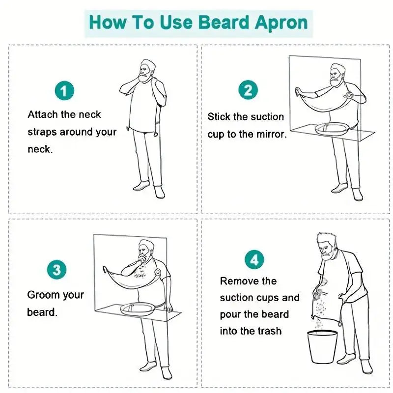 Men's Beard Bib Hair Catcher for Shaving, Grooming Apron with Mirror Cover for Easy Clean Up, Hair Styling Tool for Men