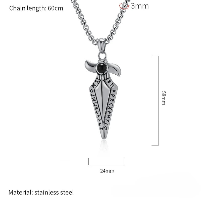 Viking Text Geometric Spearhead Pendants Stainless Steel Men Personalized Fashion Necklaces Jewelry Birthday Gift Souvenir