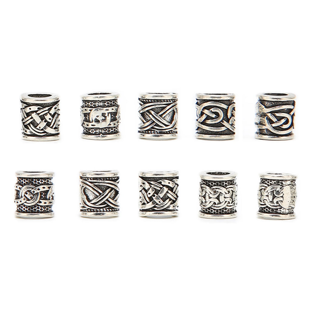 10PCS Viking Beard Beads Alloy Antique Norse Dreadlock Beads for Beard Hair DIY Bracelet Necklace Mens Aftershave Beard Balm