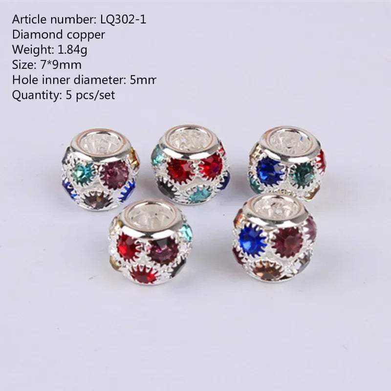5 Pcs Viking Beads 12 Kinds 5mm Silver Beads for Braiding Dreadlock Hair Decor Cuff Clip Beaded Hair Scrunchies Tibet Bead Tube