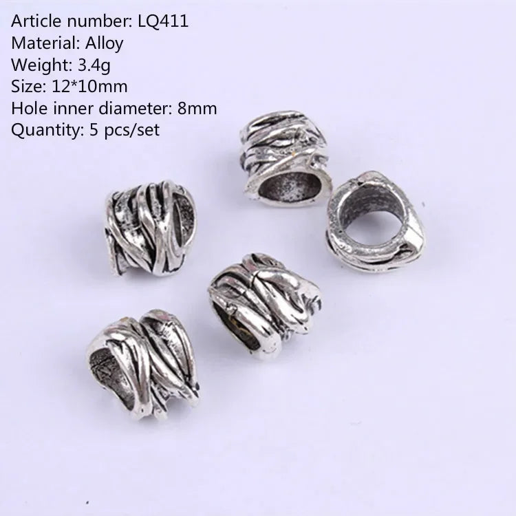 1-5pcs Viking Beard Decorative Beads for Hair Braid Decorations Accessories Needlework Bead Skull Braid Dreadlock Tube Rings