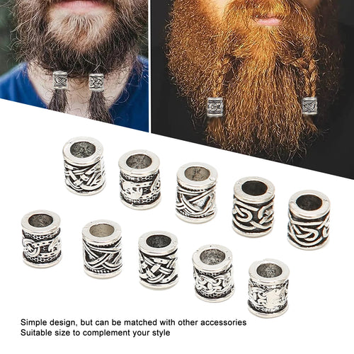 10PCS Viking Beard Beads Alloy Antique Norse Dreadlock Beads for Beard Hair DIY Bracelet Necklace Mens Aftershave Beard Balm