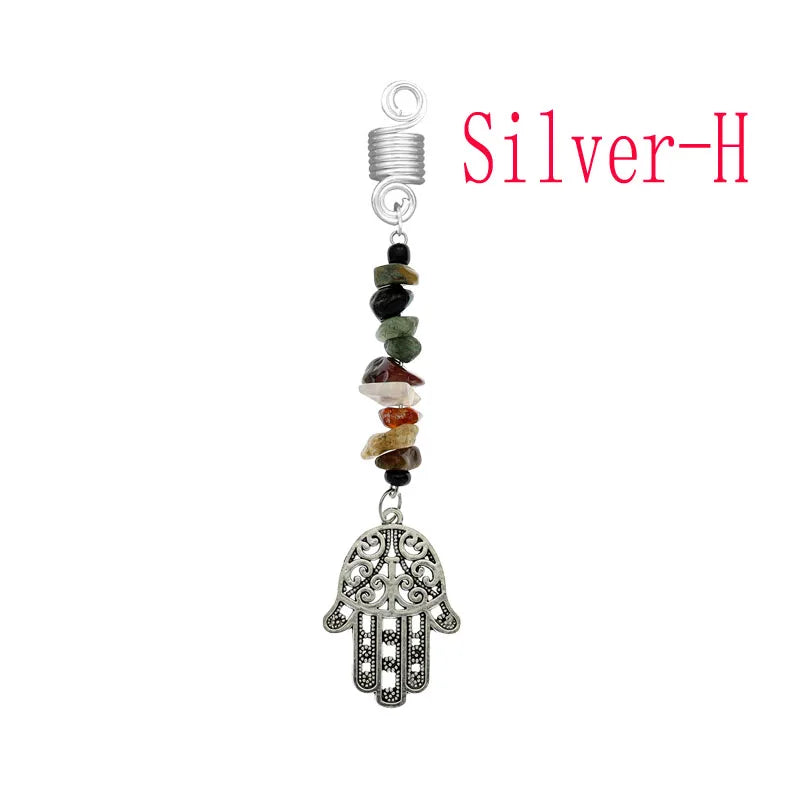 Women Personality Stone Beads Hair Dreadlock 12 Styles Loc Jewelry Pins Clips Beard Rings Rock Braiding Tube Cuffs Accessories