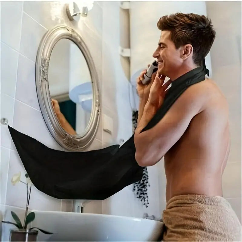 Men's Beard Bib Hair Catcher for Shaving, Grooming Apron with Mirror Cover for Easy Clean Up, Hair Styling Tool for Men