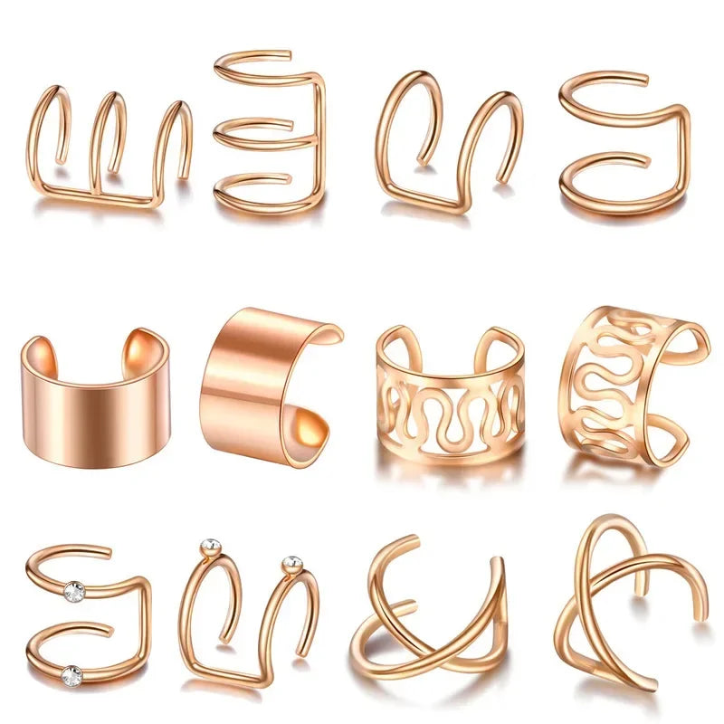 Fashion 1/12pcs Gold Silver Viking Hair Braids Dreadlock Non-Piercing Ear Clip Beard Beads Cuffs Clip Hair Accessories