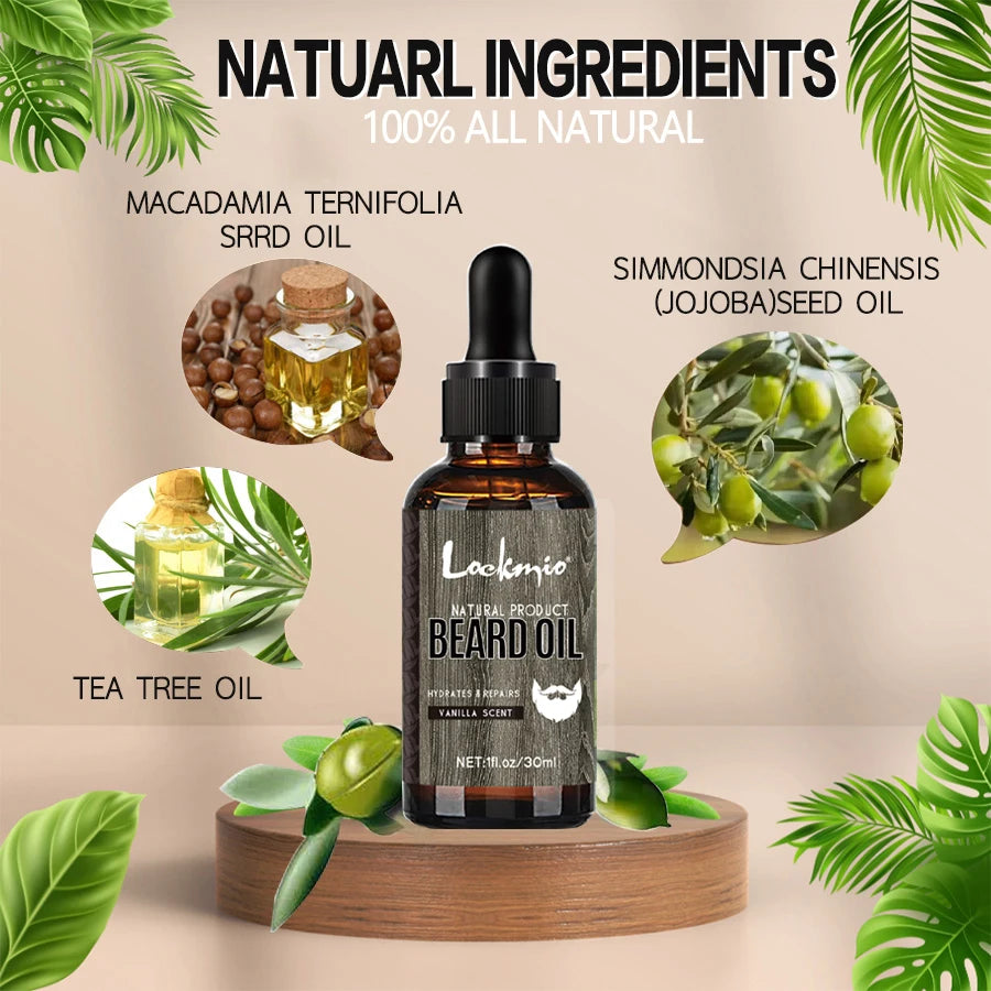 LOCKMIO Vanilla Scent Beard Oil – Moisturizing & Anti-Itch Beard Conditioner