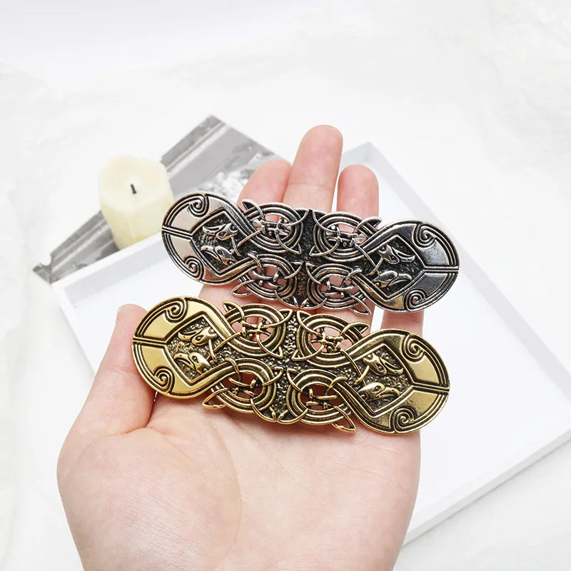 Retro Vikings Celtics Knot Hairpin Women Metal Irish Hindu Symbol Hair Decor Barrette Long Hair Design Female Jewelry