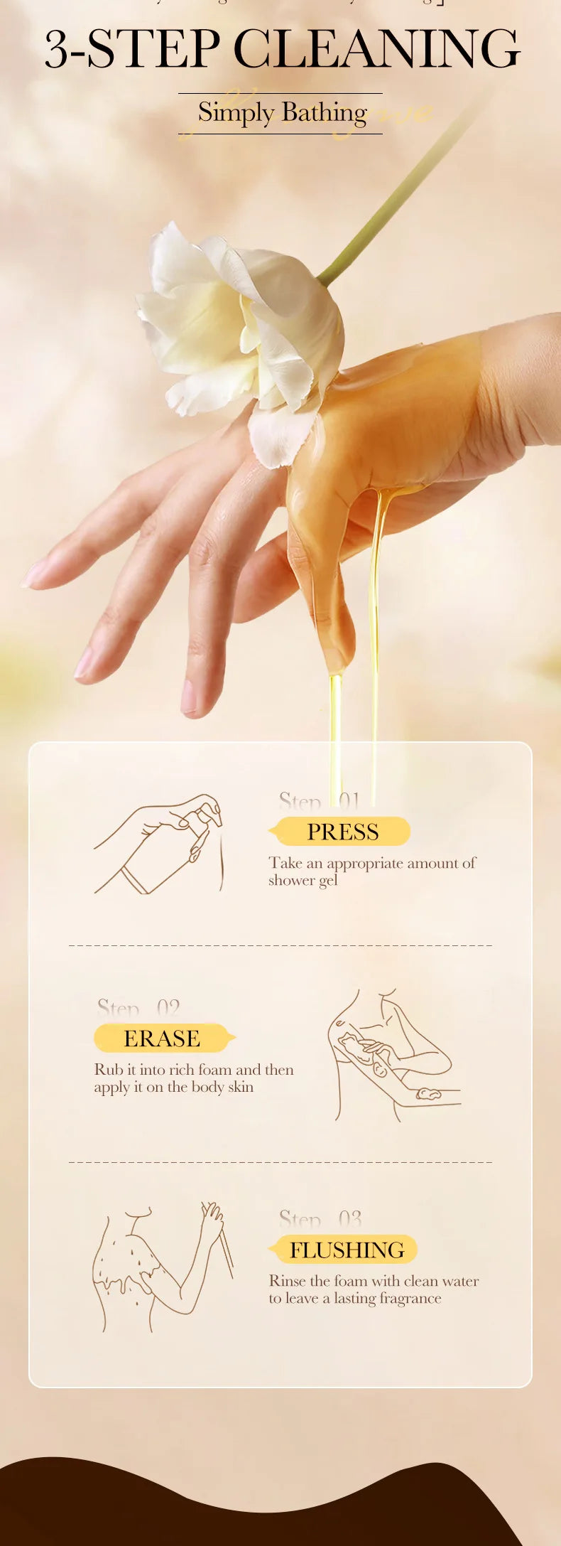 500ml24KPure Gold Body Wash Clean Long Lasting Fragrance Bath Foam Foam Bath Liquid Body Wash Shampoo Moisture Skin Clean