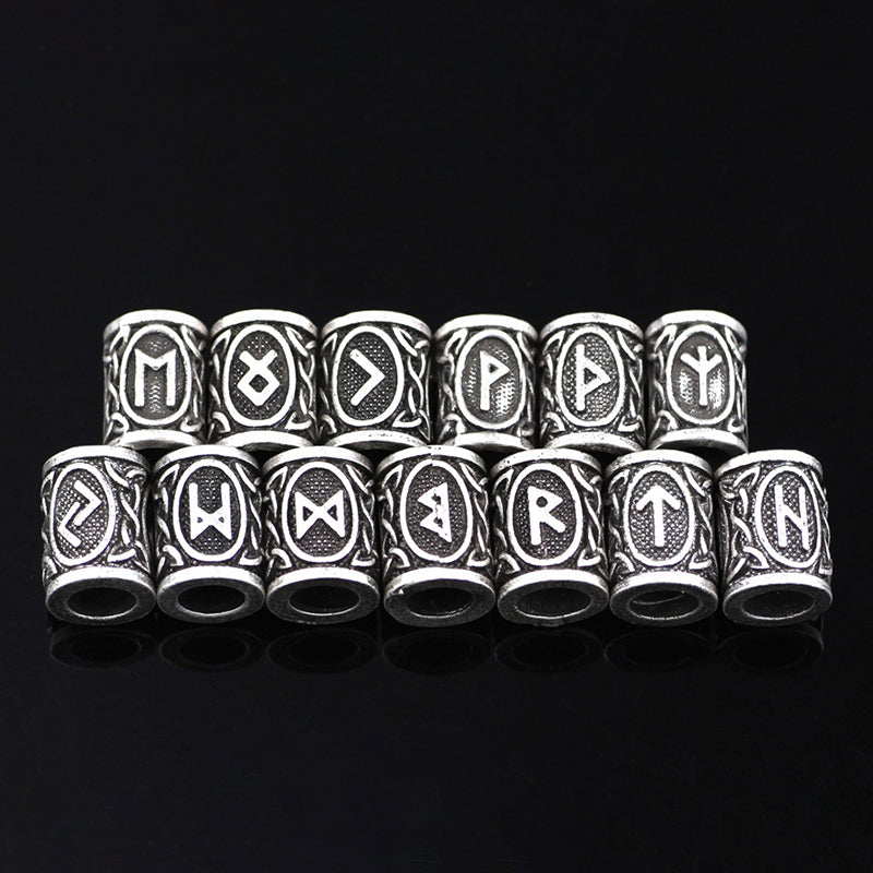 24 pcs Viking Runes Set Loose Beads Spacer Beads For Hair Braid Dreadlock Beads DIY Jewelry Making