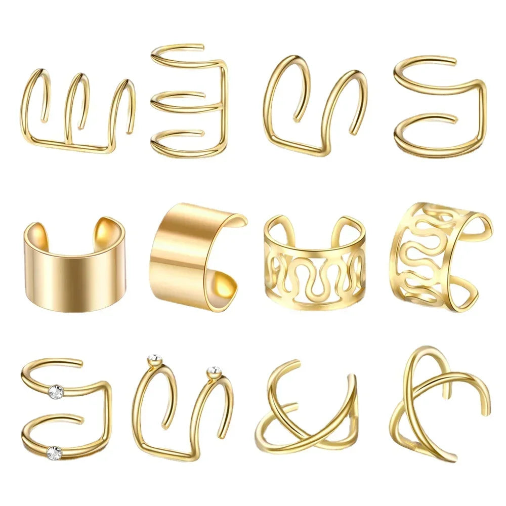 Fashion 1/12pcs Gold Silver Viking Hair Braids Dreadlock Non-Piercing Ear Clip Beard Beads Cuffs Clip Hair Accessories