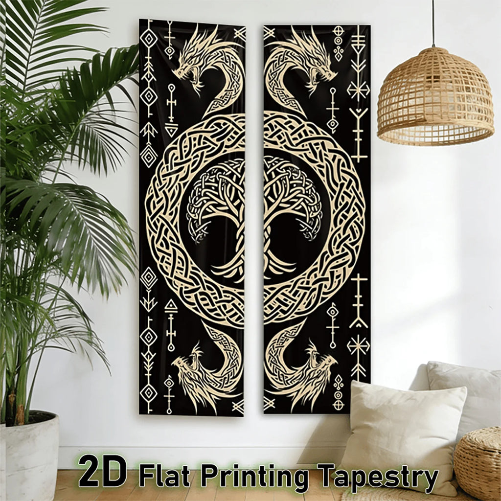 Viking Rune Wall Hanging for Bedroom | Enigmatic Nordic Style Long Narrow Wall Decor for Living Room & Dormitory | Spring Home