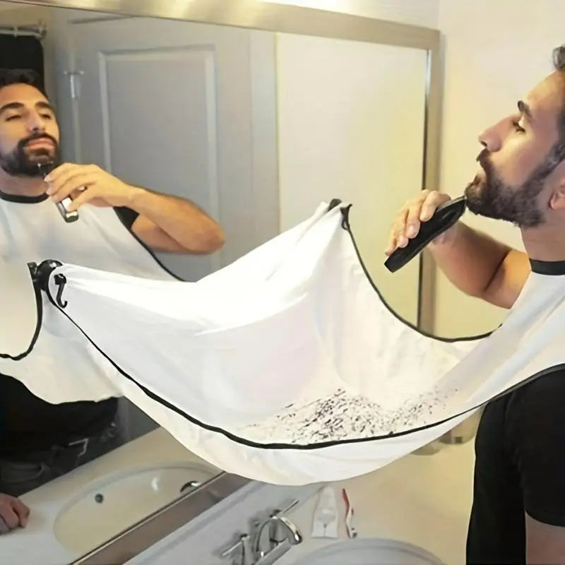 Men's Beard Bib Hair Catcher for Shaving, Grooming Apron with Mirror Cover for Easy Clean Up, Hair Styling Tool for Men