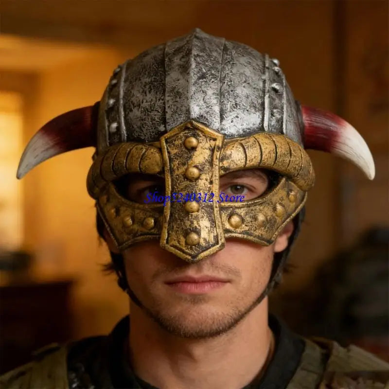 634C Medieval Vikinges Age Horned Vikinges Helmets Berserkers Soldier Warrrior Costume Hat Sallet Toy Halloween Cosplay LARP