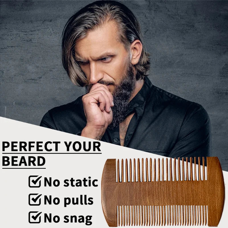 SADOER Men's Beard Growth Set, Gentle Nourishment, Sandalwood Beard Oil, Beard Balm, Beard Shampoo, Scissors, Comb, Brush