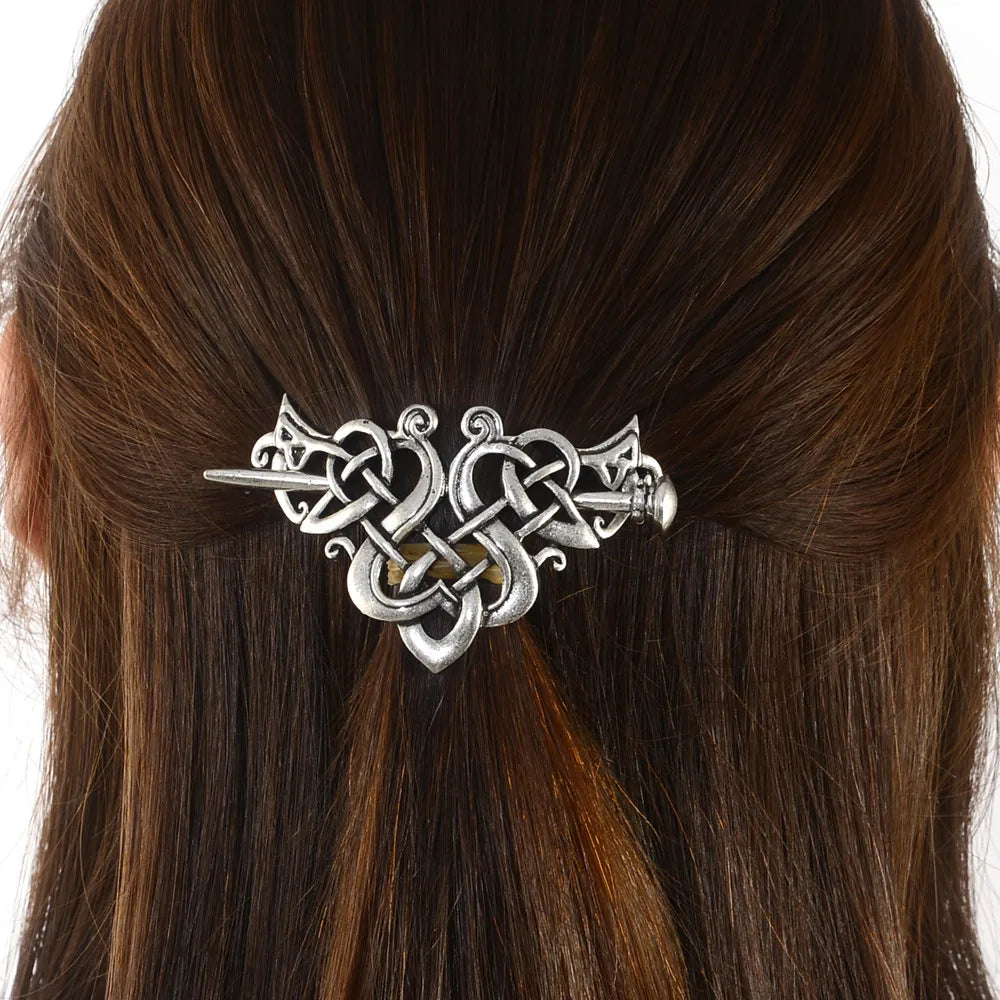 Viking Celtic Crown HairPins Clip Viking Hair Accessories Celtic Knot Hair Barrettes Antique Silver Hair Sticks Irish Hair Decor