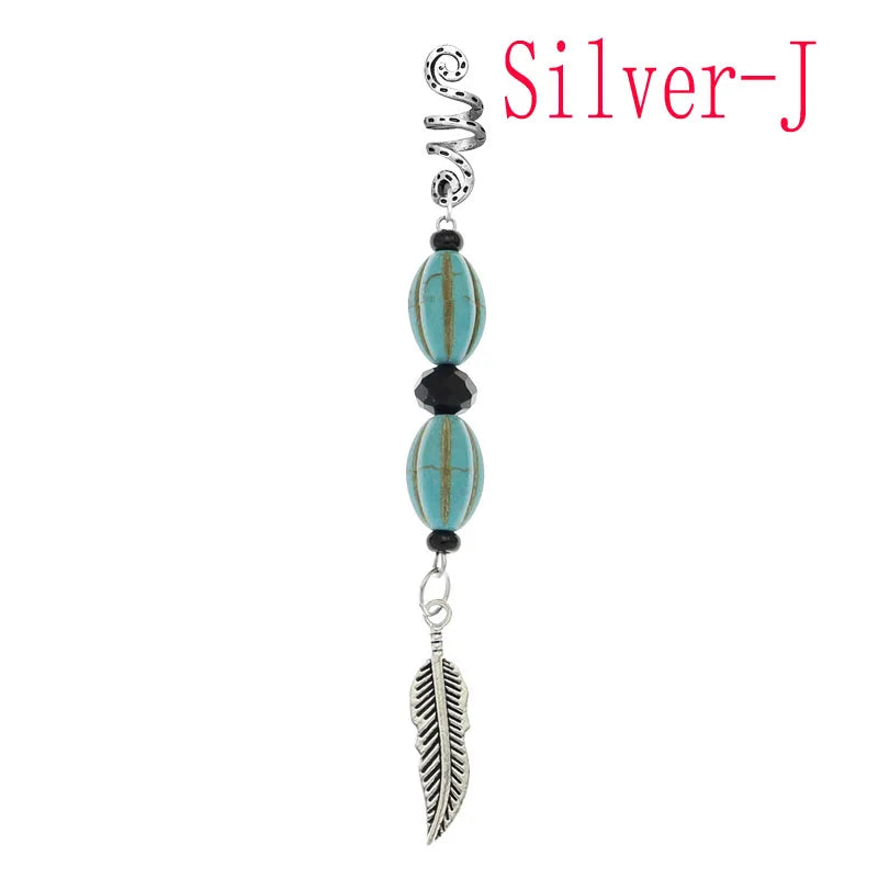 Women Personality Stone Beads Hair Dreadlock 12 Styles Loc Jewelry Pins Clips Beard Rings Rock Braiding Tube Cuffs Accessories
