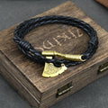 Mens Axe Viking Bracelet Irish Knot Hatchet Handmade Braided Multilayer Leather Pirate Bracelet For Male Hand Jewelry