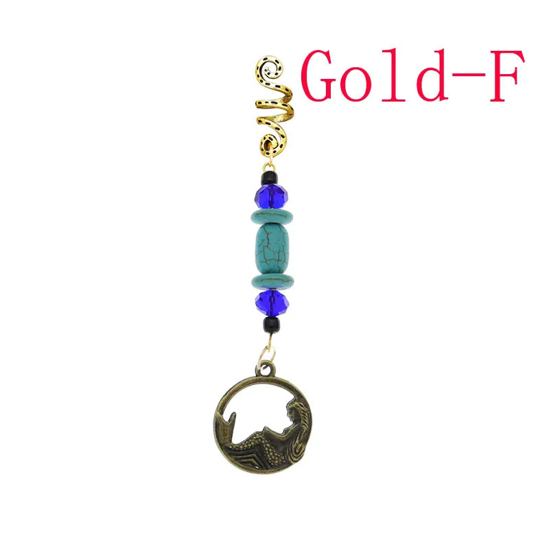 Women Personality Stone Beads Hair Dreadlock 12 Styles Loc Jewelry Pins Clips Beard Rings Rock Braiding Tube Cuffs Accessories