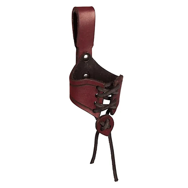 Medieval Viking Pirate Drinking OX Horn Mug Strap Ale Wine Beer Cup Holder Holster Norse Knight Cosplay Costume Accessory Larp