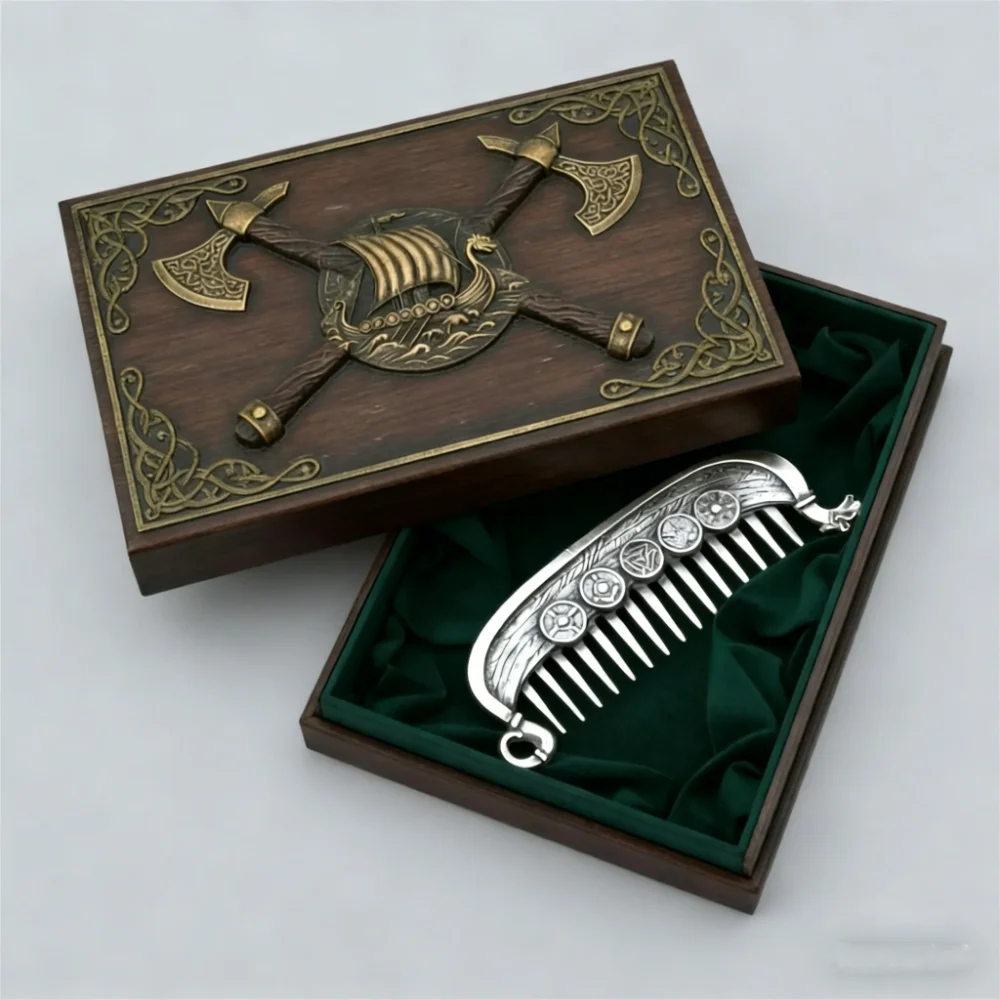 2026 New Viking Drakkar Beard Comb Handmade Norse Longship Beard Comb for Men Grooming Tool Gift