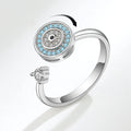 Viking Evil Eyes Rotating Adjustable Knuckle Rings For Women Crystal Anxiety Relief Spinning Ring Fidget Spinner Bague Femme