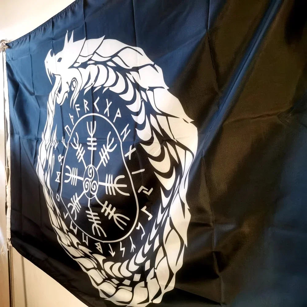 Viking Pirate Flag 90x150cm - Heavy-Duty Polyester Outdoor Banner, Fade Resistant  Decor for Nautical/Home Theater Wall Hanging