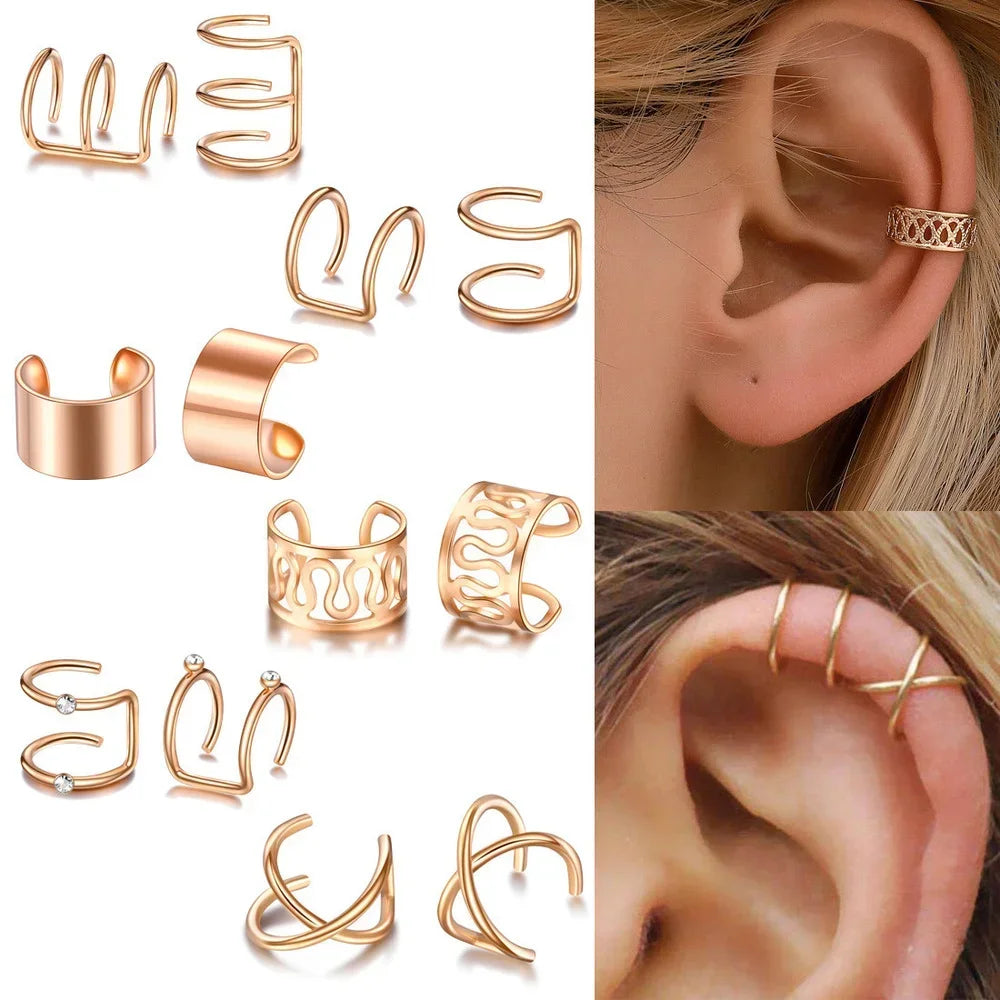 Fashion 1/12pcs Gold Silver Viking Hair Braids Dreadlock Non-Piercing Ear Clip Beard Beads Cuffs Clip Hair Accessories